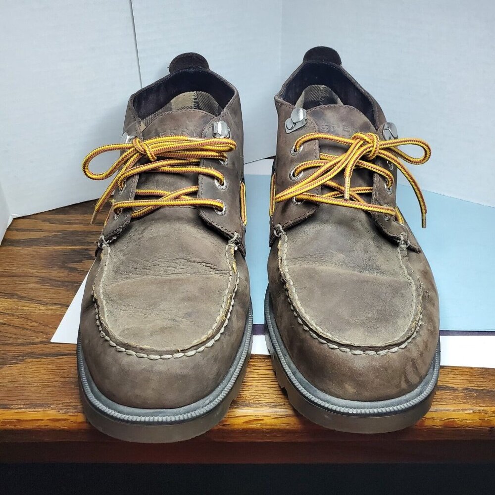 Sperry Lug Chukka Men Size 11.5 M Brown Leather Ankle Moc Toe Boots STS10087